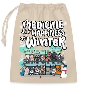 Medizin Für Das Glück An Winter-Wochentagen Katzen - Verschließbarer Geschenkbeutel aus Baumwolle (25x30cm) - Natur - Vorne