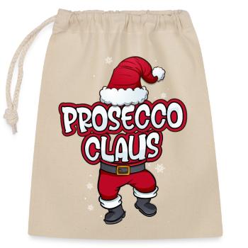 Prosecco Claus Weihnachtsmann Kostüm Familien - Verschließbarer Geschenkbeutel aus Baumwolle (25x30cm) - Natur - Vorne
