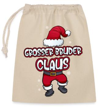 Grosser Bruder Claus Weihnachtsmann Kostüm - Verschließbarer Geschenkbeutel aus Baumwolle (25x30cm) - Natur - Vorne
