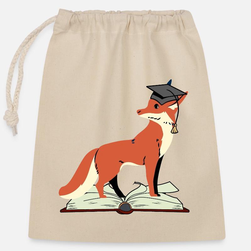 Fox Abitur apprendre intelligent sagesse sage - Sac cadeau en coton avec cordon (25 x 30 cm) - nature