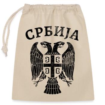 Drapeau des armoiries de l’aigle de Serbie - Sac cadeau en coton avec cordon (25 x 30 cm) - nature - Devant