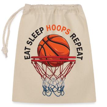 Manger des cerceaux de sommeil Répéter le basketball - Sac cadeau en coton avec cordon (25 x 30 cm) - nature - Devant