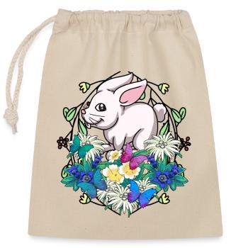 Début du printemps Lapin de Pâques Enfant - Sac cadeau en coton avec cordon (25 x 30 cm) - nature - Devant