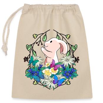 Début du printemps Lapin de Pâques Nature - Sac cadeau en coton avec cordon (25 x 30 cm) - nature - Devant
