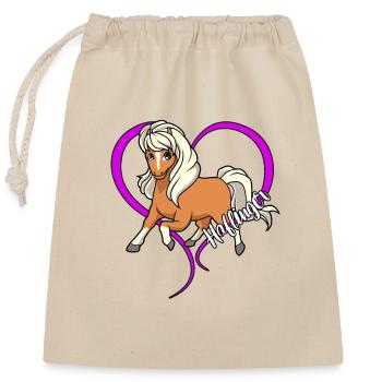 Amoureux des chevaux - Haflinger - Sac cadeau en coton avec cordon (25 x 30 cm) - nature - Devant