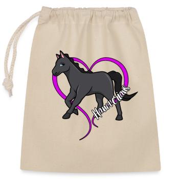 Amoureux des chevaux - Hanovriens - Sac cadeau en coton avec cordon (25 x 30 cm) - nature - Devant