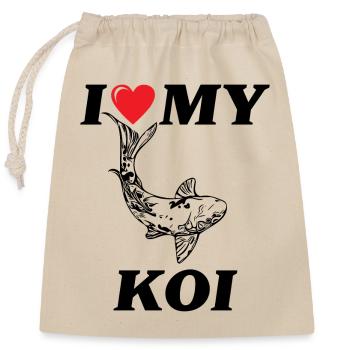 J’adore ma carpe Koi - Sac cadeau en coton avec cordon (25 x 30 cm) - nature - Devant