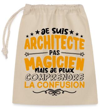 Architecte pas Magicien | le Meilleur Architecte - Sac cadeau en coton avec cordon (25 x 30 cm) - nature - Devant