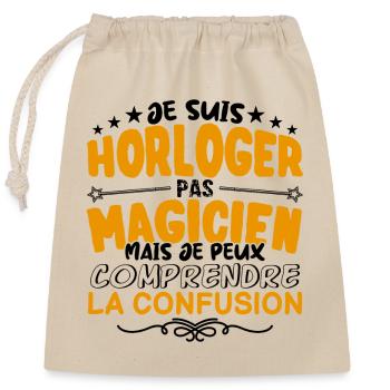 Horloger pas Magicien | le Meilleur Horloger cade - Sac cadeau en coton avec cordon (25 x 30 cm) - nature - Devant