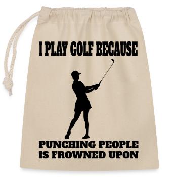 Golf Golfschläger Golfspielerin Spruch Golfball - Verschließbarer Geschenkbeutel aus Baumwolle (25x30cm) - Natur - Vorne