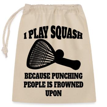 Squash Racquetball Joueur de racquetball Jeu de squash - Sac cadeau en coton avec cordon (25 x 30 cm) - nature - Devant
