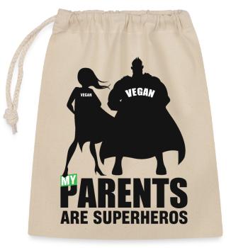 My Parents Are Superheros - Verschließbarer Geschenkbeutel aus Baumwolle (25x30cm) - Natur - Vorne