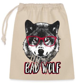 Bad wolf - Grumpy Christmas Wolf - Closable cotton gift bag (25x30cm) - nature - Front