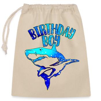 Birthday Boy - Shark Theme - Closable cotton gift bag (25x30cm) - nature - Front