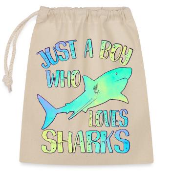 Just a boy who loves sharks - Closable cotton gift bag (25x30cm) - nature - Front