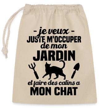 M'occuper de mon jardin - Cadeau jardinier chat - Sac cadeau en coton avec cordon (25 x 30 cm) - nature - Devant