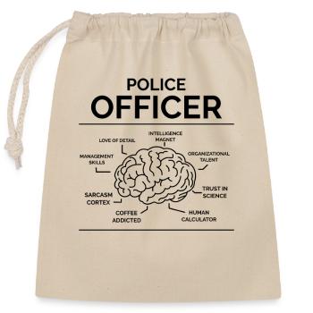 Polizeibeamter Polizist - Verschließbarer Geschenkbeutel aus Baumwolle (25x30cm) - Natur - Vorne