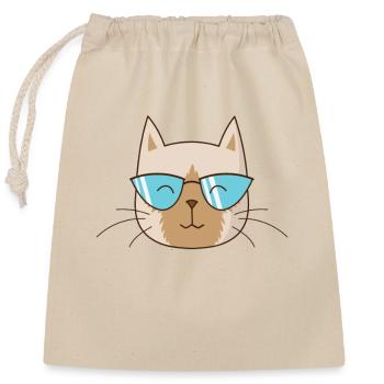 Siamese Cat mit Sonnenbrille Haustier - Verschließbarer Geschenkbeutel aus Baumwolle (25x30cm) - Natur - Vorne