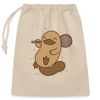 Ornithorynque joue au badminton Australie - Sac cadeau en coton avec cordon (25 x 30 cm) - nature - Devant