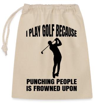 Golf Golfspielerin Golfschläger Spruch Golfball - Verschließbarer Geschenkbeutel aus Baumwolle (25x30cm) - Natur - Vorne