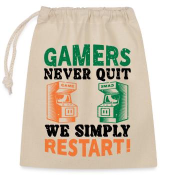 Gamers never quit - Verschließbarer Geschenkbeutel aus Baumwolle (25x30cm) - Natur - Vorne