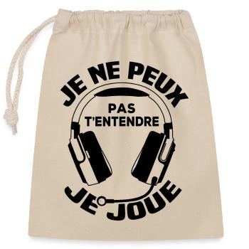 Je ne peux pas t'entendre, je joue - Sac cadeau en coton avec cordon (25 x 30 cm) - nature - Devant