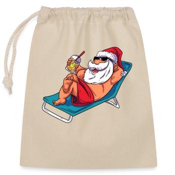 Plage Père Noël - Sac cadeau en coton avec cordon (25 x 30 cm) - nature - Devant