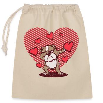 Saint-Valentin Dabbing Bulldog Funny Dab Dance Dogs - Sac cadeau en coton avec cordon (25 x 30 cm) - nature - Devant