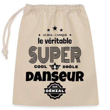 super danseur 100% génial humour - Sac cadeau en coton avec cordon (25 x 30 cm) - nature - Devant