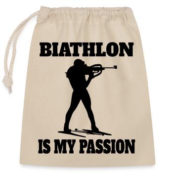 Biathlon Skieur Cadeau Biathlète Sports d’hiver - Sac cadeau en coton avec cordon (25 x 30 cm) - nature - Devant