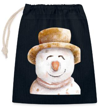 Retro Schneemann Kopf - Verschließbarer Geschenkbeutel aus Baumwolle (25x30cm) - Navy - Vorne