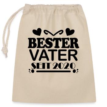 Bester Vater seit 2020 - Verschließbarer Geschenkbeutel aus Baumwolle (25x30cm) - Natur - Vorne
