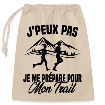 Je peux pas je me prépare pour mon trail - Sac cadeau en coton avec cordon (25 x 30 cm) - nature - Devant