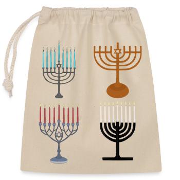 Chanukka Menora Chanukiah Judentum Jude Religion - Verschließbarer Geschenkbeutel aus Baumwolle (25x30cm) - Natur - Vorne