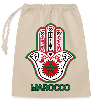 La main de fatma Maroc - drapeau du Maroc - Sac cadeau en coton avec cordon (25 x 30 cm) - nature - Devant