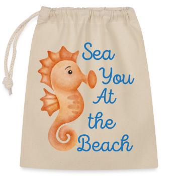 Sea you at the Beach - Beach Lovers Gift Idea - Verschließbarer Geschenkbeutel aus Baumwolle (25x30cm) - Natur - Vorne