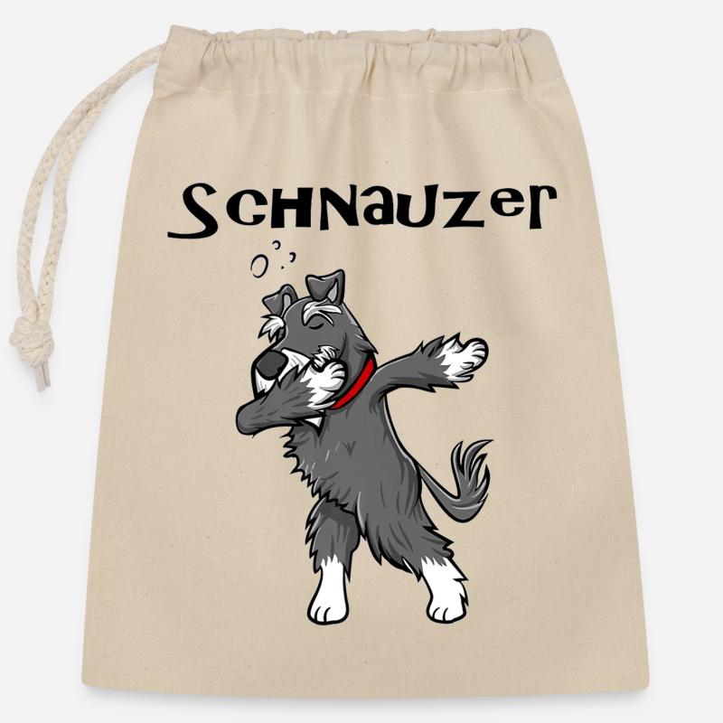 J'adore mon Schnauzer - Sac cadeau en coton avec cordon (25 x 30 cm) - nature