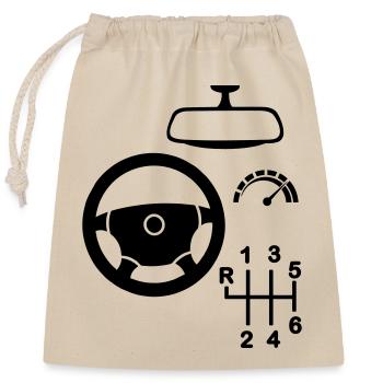 Car interior - Closable cotton gift bag (25x30cm) - nature - Front