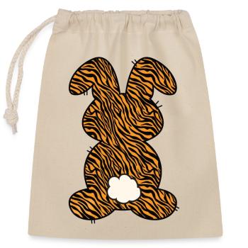 Lapin de Pâques à motif de tigre - Sac cadeau en coton avec cordon (25 x 30 cm) - nature - Devant