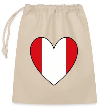 Peru Lima Heart - Closable cotton gift bag (25x30cm) - nature - Front