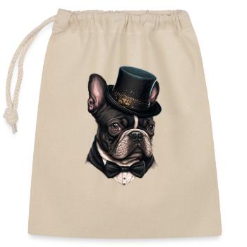 Hund French Bulldog Hundemotiv - Verschließbarer Geschenkbeutel aus Baumwolle (25x30cm) - Natur - Vorne