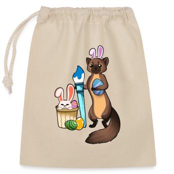 Un mignon furet peint des œufs de Pâques - Sac cadeau en coton avec cordon (25 x 30 cm) - nature - Devant