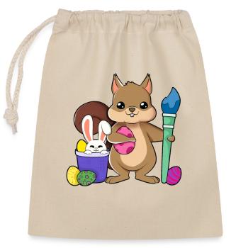 Un écureuil mignon peint des œufs de Pâques - Sac cadeau en coton avec cordon (25 x 30 cm) - nature - Devant