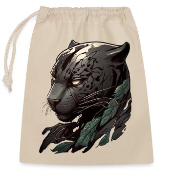 Head of a dark panther - Closable cotton gift bag (25x30cm) - nature - Front