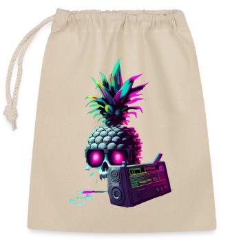 EDM Music Rave Festival Pineapple Techno - Closable cotton gift bag (25x30cm) - nature - Front