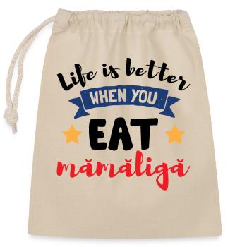 Eat Mamaliga - Closable cotton gift bag (25x30cm) - nature - Front