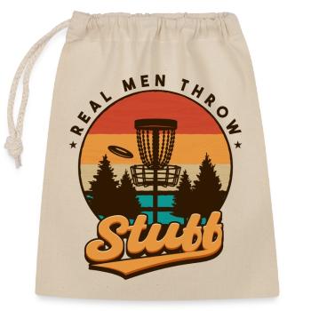 Herren Disc Golf Lustig - Verschließbarer Geschenkbeutel aus Baumwolle (25x30cm) - Natur - Vorne