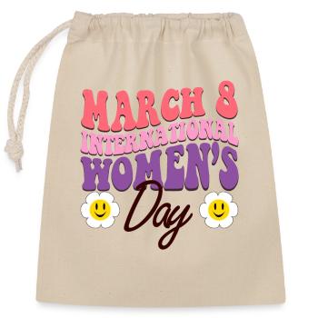 Classic Vintage International Womens Day - Closable cotton gift bag (25x30cm) - nature - Front