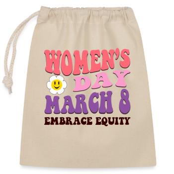 Embrace Equity March 8 2023 International Women's - Closable cotton gift bag (25x30cm) - nature - Front