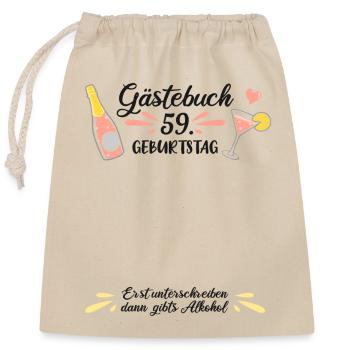 Gästebuch 59 Geburtstag - Verschließbarer Geschenkbeutel aus Baumwolle (25x30cm) - Natur - Vorne